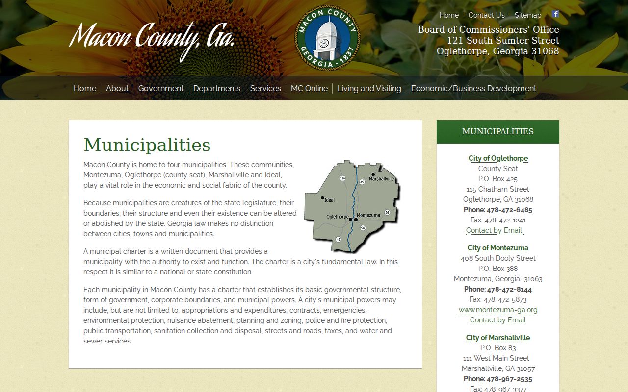 Macon County official list of four municipalities and city contacts