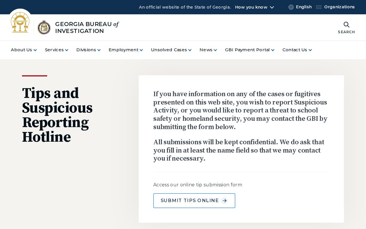 Georgia Bureau of Investigation official tip channel