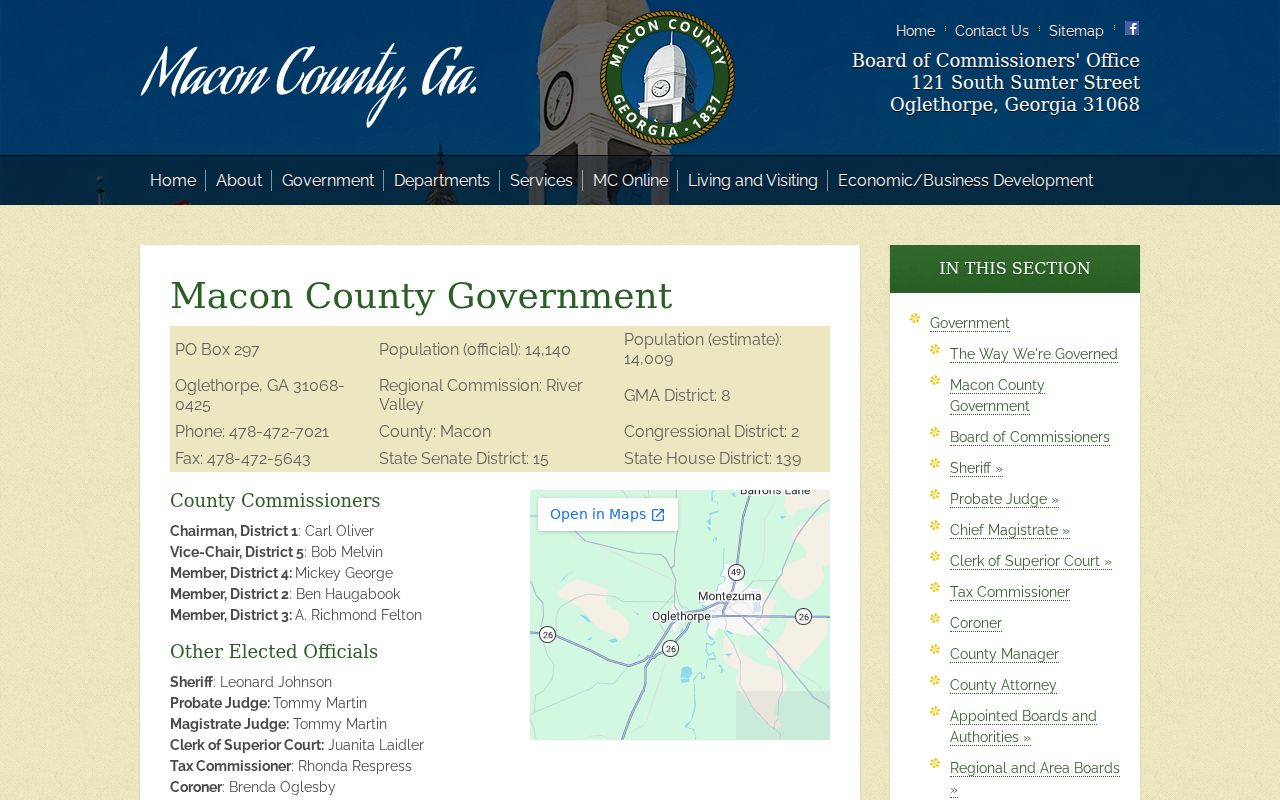 Macon County government official roster page