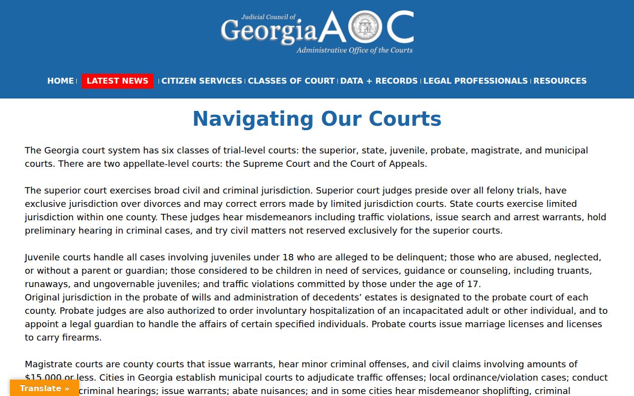 Georgia trial-court roles and warrant jurisdiction guidance