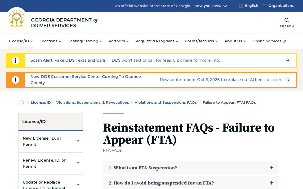 Georgia official court release and failure-to-appear process