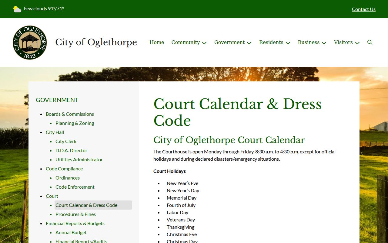 Macon County city court warrant public access hours in Oglethorpe