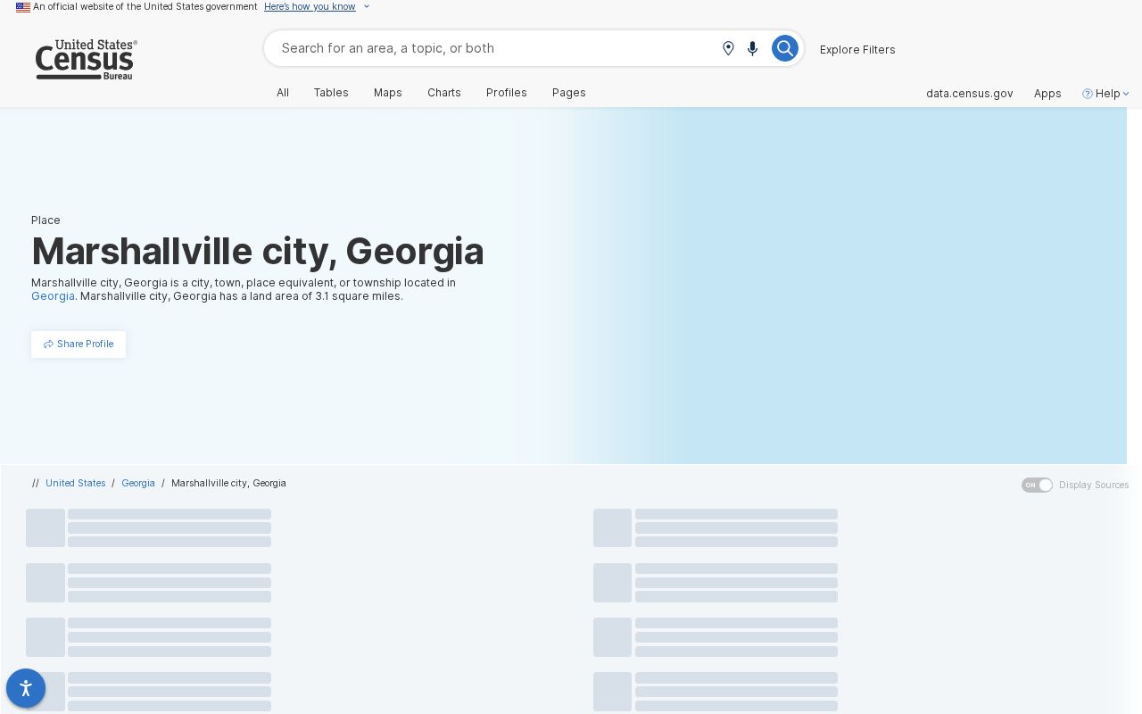 Official Census population profile for Marshallville, Georgia